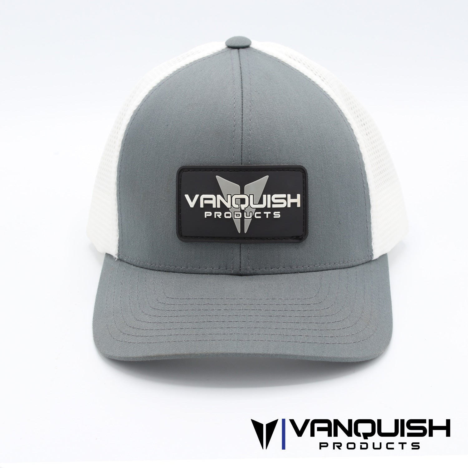 Vanquish Products Trucker Flex Fit Hat -Gray with White Mesh